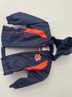 Auburn Navy & Orange Kids' Hooded Raincoat